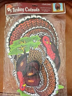 Vintage 70s Beistle Turkey Cutout Decorations
